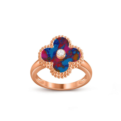 [LunaMar]LUCKY CLOVER DIAMOND-ACCENT ROSE GOLD RING COLLECTION