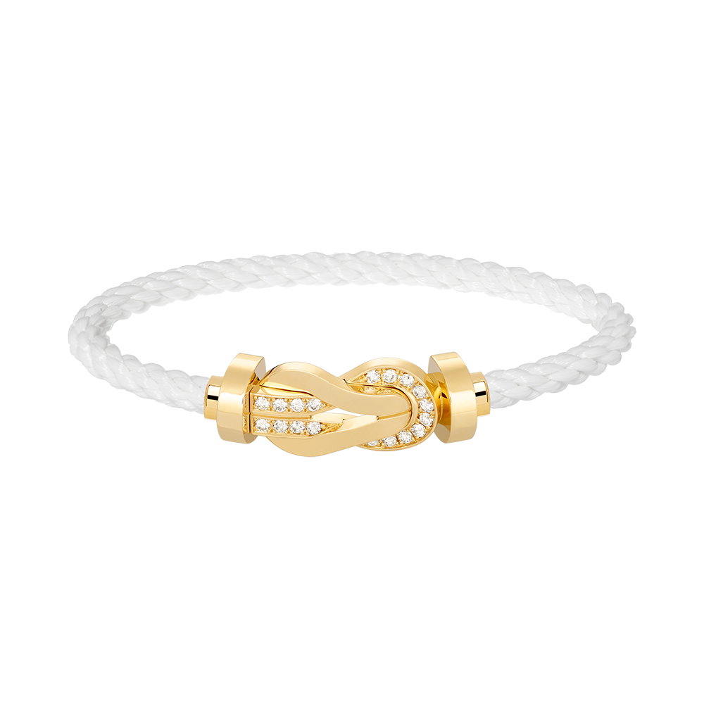 [LunaMar]LARGE 8-FIGURE BUCKLE HALF DIAMOND BRACELET - GOLD