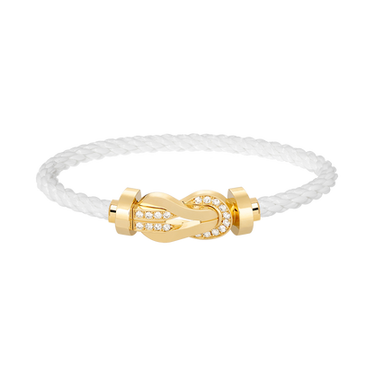[LunaMar]LARGE 8-FIGURE BUCKLE HALF DIAMOND BRACELET - GOLD