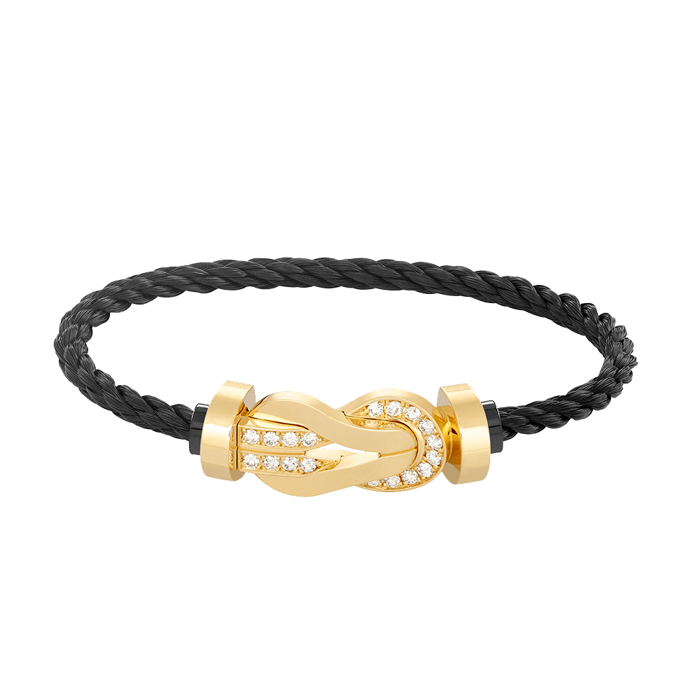 [LunaMar]LARGE 8-FIGURE BUCKLE HALF DIAMOND BRACELET - GOLD