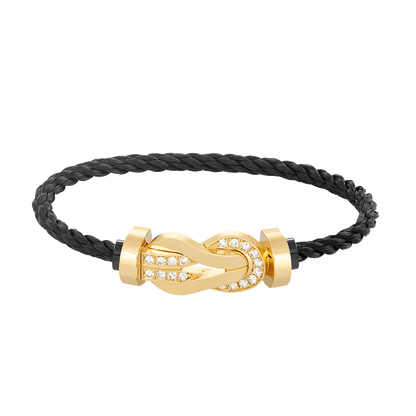 [LunaMar]LARGE 8-FIGURE BUCKLE HALF DIAMOND BRACELET - GOLD