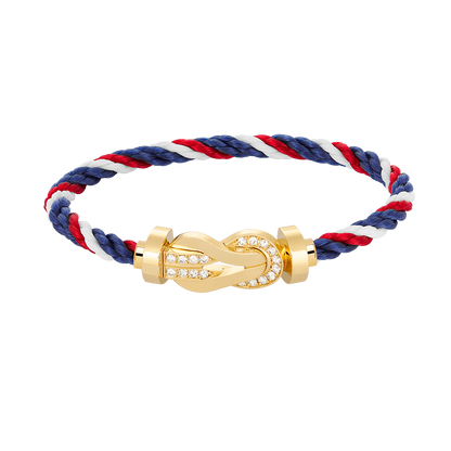 [LunaMar]LARGE 8-FIGURE BUCKLE HALF DIAMOND BRACELET - GOLD