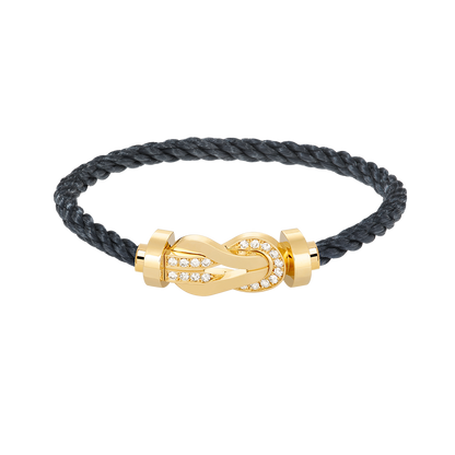 [LunaMar]LARGE 8-FIGURE BUCKLE HALF DIAMOND BRACELET - GOLD