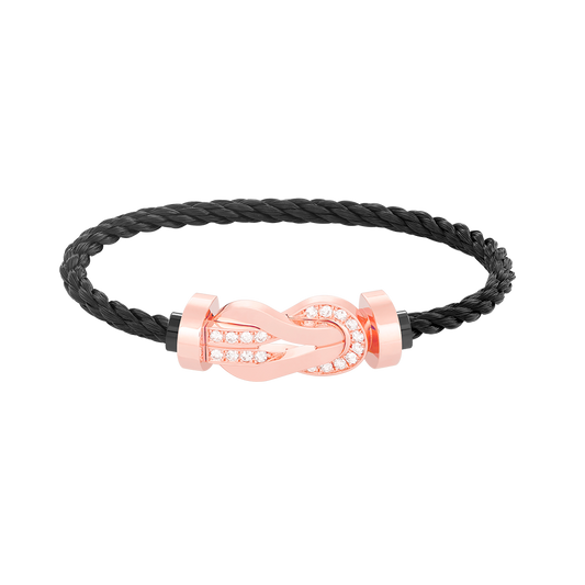 [LunaMar]LARGE 8-FIGURE BUCKLE HALF DIAMOND BRACELET - ROSE GOLD