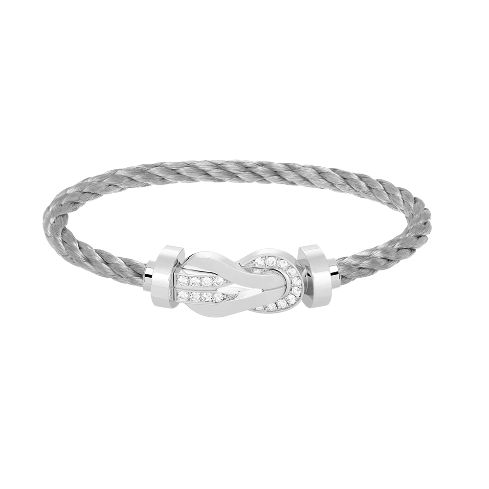 [LunaMar]LARGE 8-FIGURE BUCKLE HALF DIAMOND BRACELET - WHITE GOLD