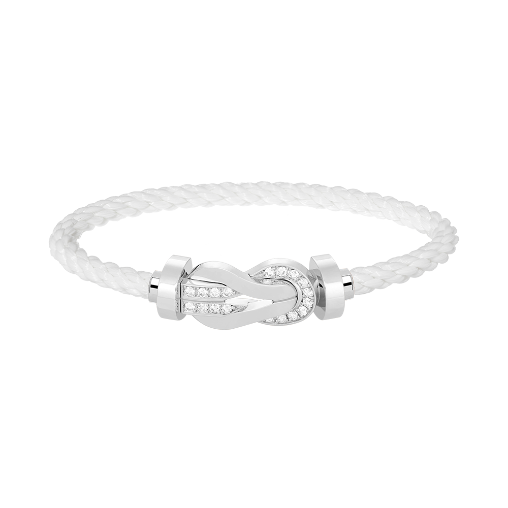 [LunaMar]LARGE 8-FIGURE BUCKLE HALF DIAMOND BRACELET - WHITE GOLD