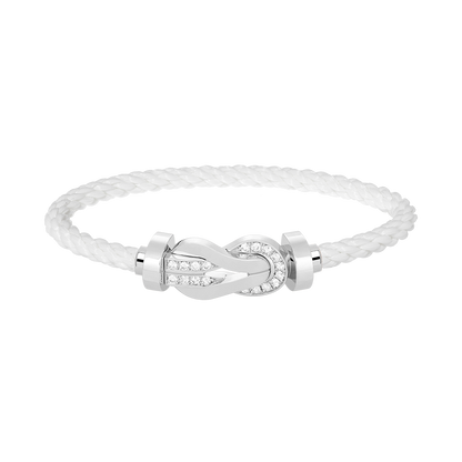 [LunaMar]LARGE 8-FIGURE BUCKLE HALF DIAMOND BRACELET - WHITE GOLD