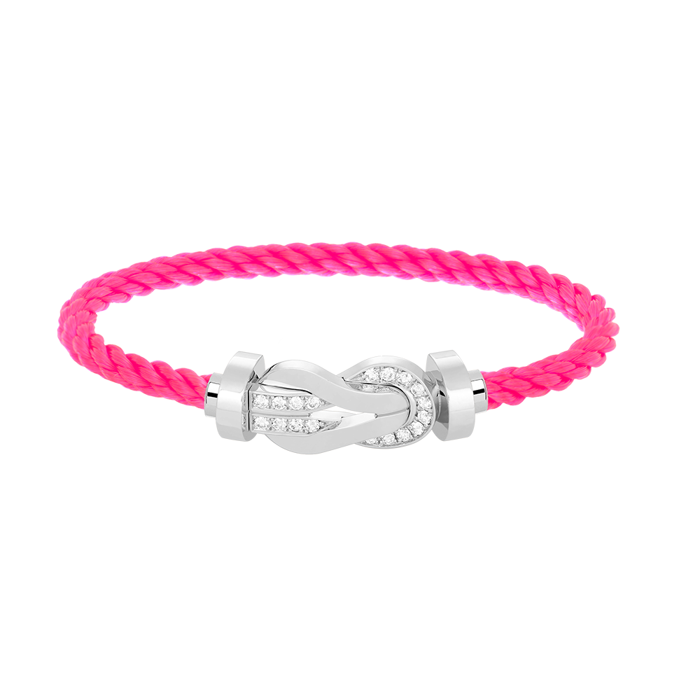 [LunaMar]LARGE 8-FIGURE BUCKLE HALF DIAMOND BRACELET - WHITE GOLD