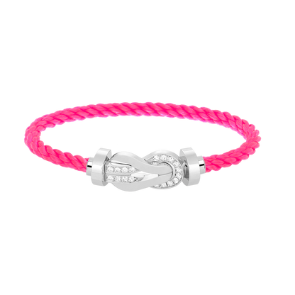 [LunaMar]LARGE 8-FIGURE BUCKLE HALF DIAMOND BRACELET - WHITE GOLD