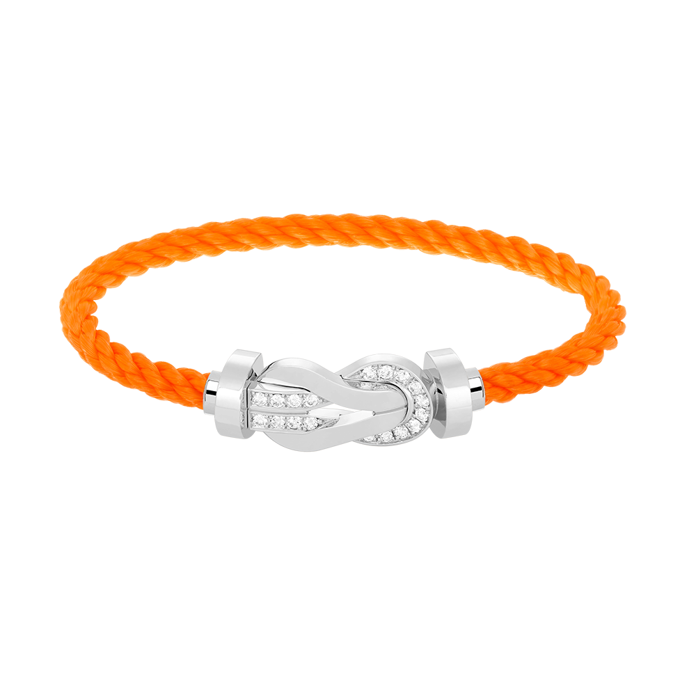 [LunaMar]LARGE 8-FIGURE BUCKLE HALF DIAMOND BRACELET - WHITE GOLD