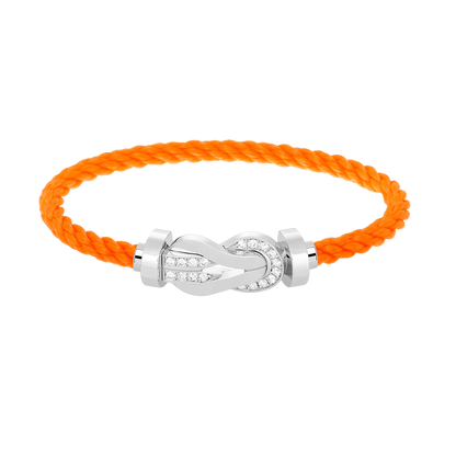 [LunaMar]LARGE 8-FIGURE BUCKLE HALF DIAMOND BRACELET - WHITE GOLD