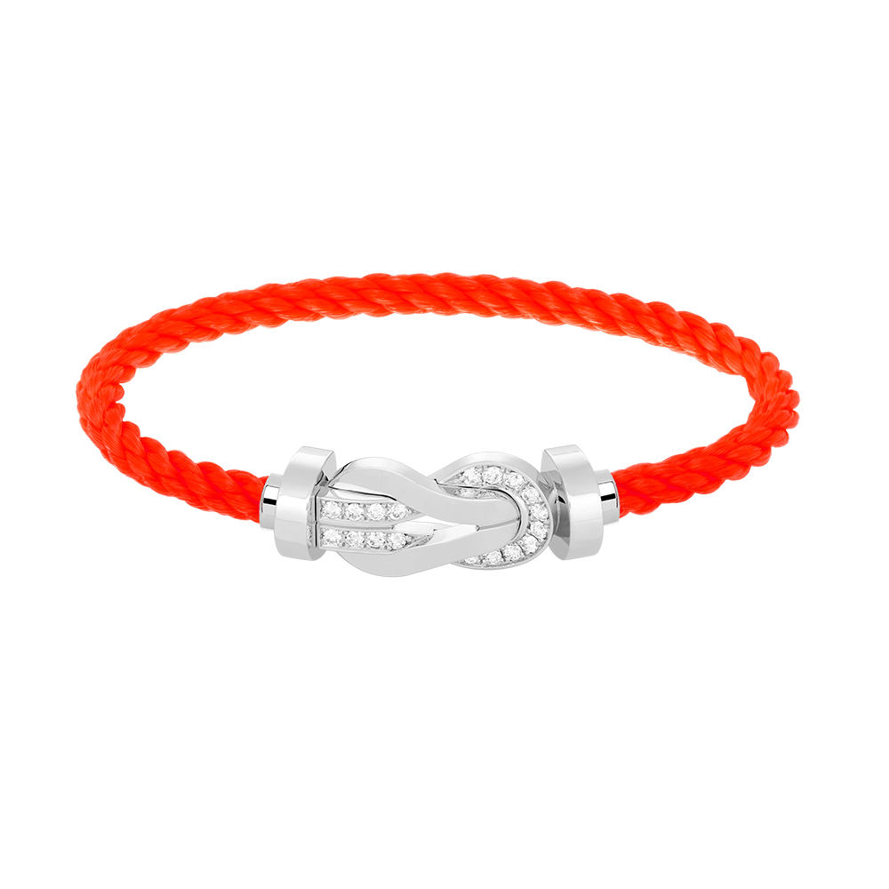 [LunaMar]LARGE 8-FIGURE BUCKLE HALF DIAMOND BRACELET - WHITE GOLD