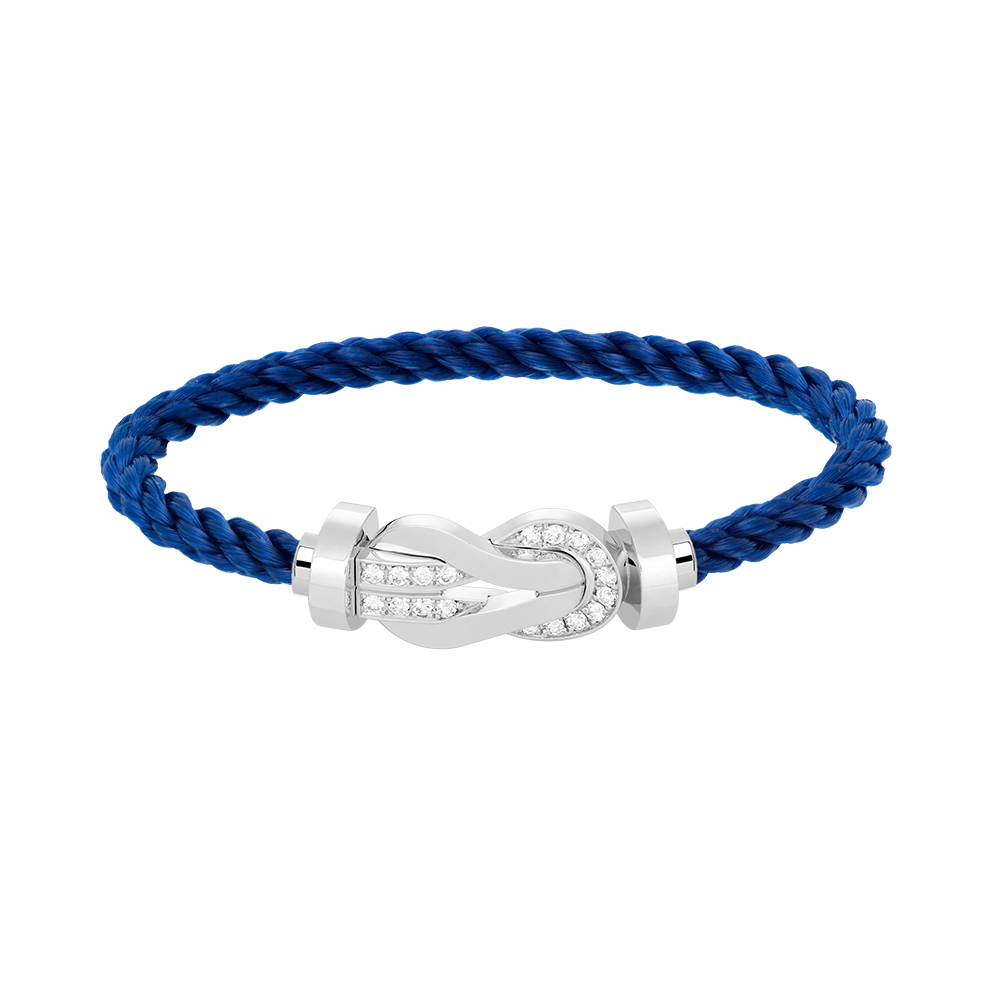 [LunaMar]LARGE 8-FIGURE BUCKLE HALF DIAMOND BRACELET - WHITE GOLD