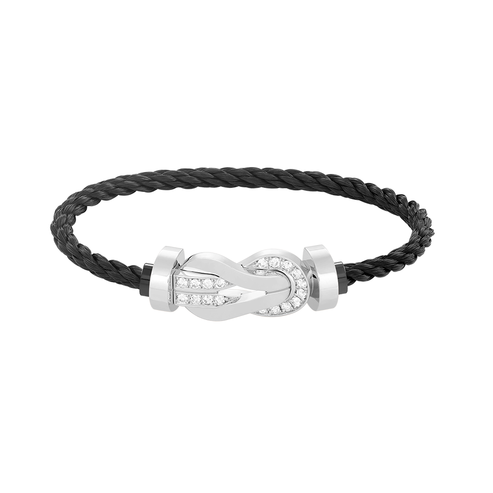 [LunaMar]LARGE 8-FIGURE BUCKLE HALF DIAMOND BRACELET - WHITE GOLD