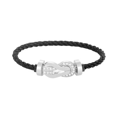 [LunaMar]LARGE 8-FIGURE BUCKLE HALF DIAMOND BRACELET - WHITE GOLD