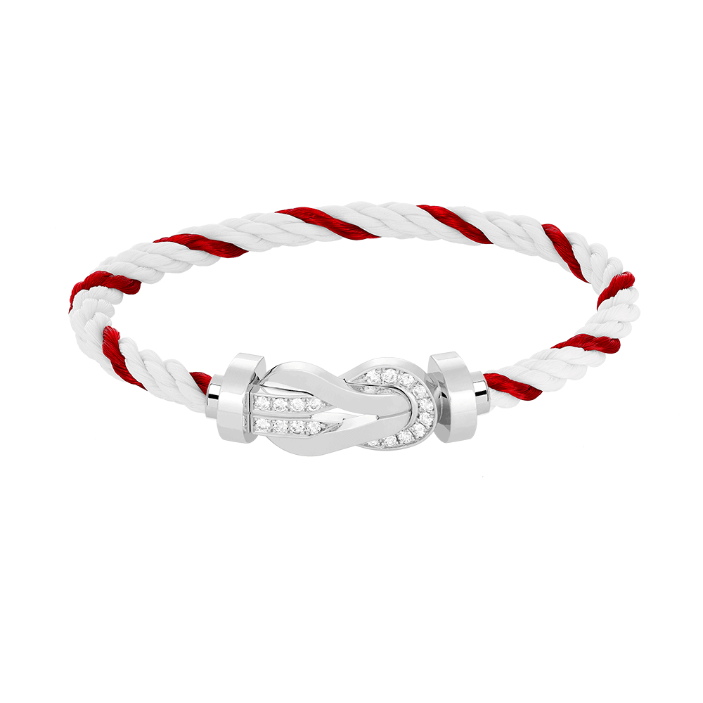 [LunaMar]LARGE 8-FIGURE BUCKLE HALF DIAMOND BRACELET - WHITE GOLD