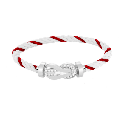 [LunaMar]LARGE 8-FIGURE BUCKLE HALF DIAMOND BRACELET - WHITE GOLD