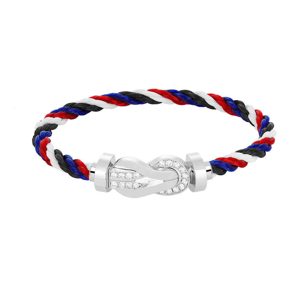 [LunaMar]LARGE 8-FIGURE BUCKLE HALF DIAMOND BRACELET - WHITE GOLD