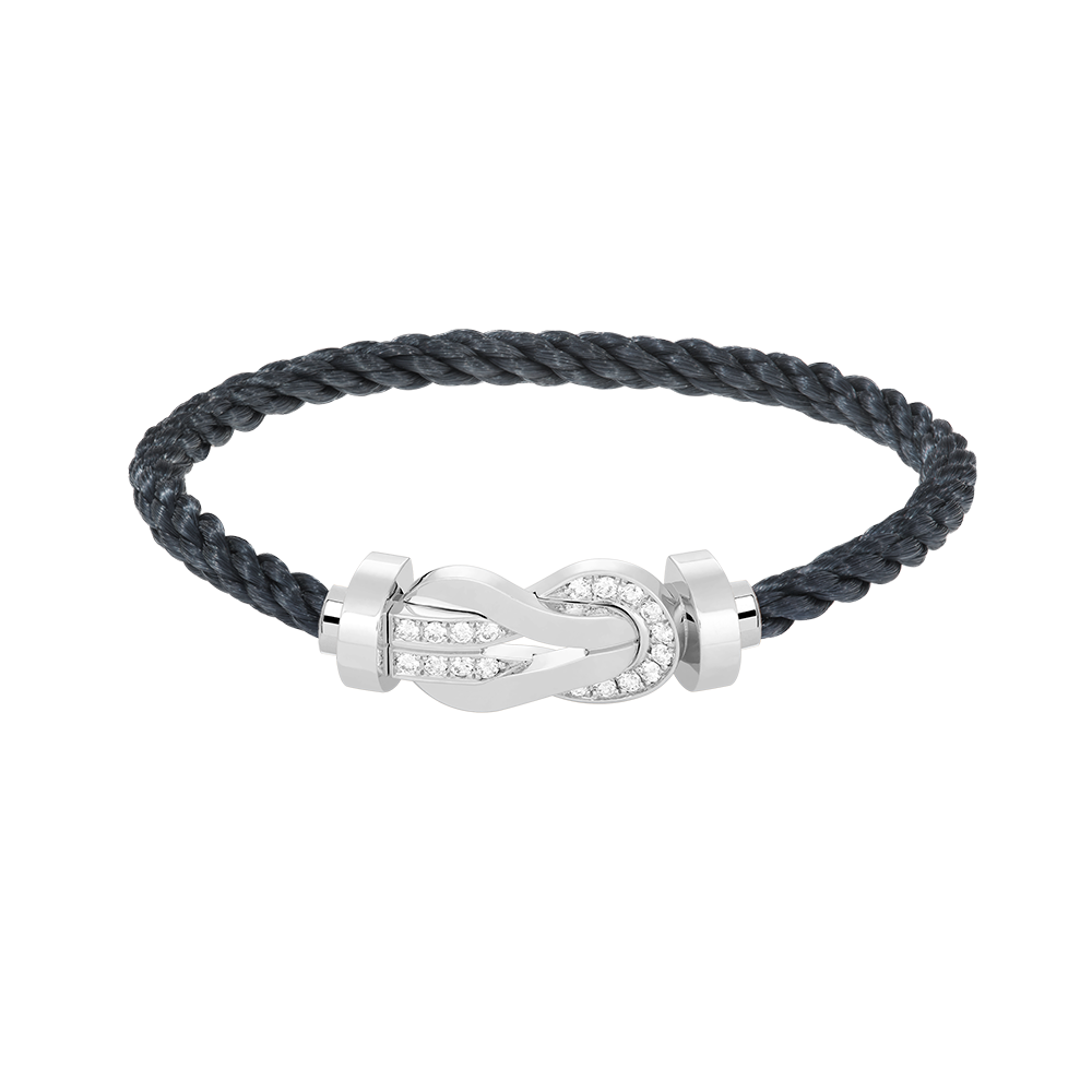 [LunaMar]LARGE 8-FIGURE BUCKLE HALF DIAMOND BRACELET - WHITE GOLD