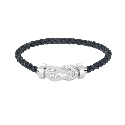 [LunaMar]LARGE 8-FIGURE BUCKLE HALF DIAMOND BRACELET - WHITE GOLD
