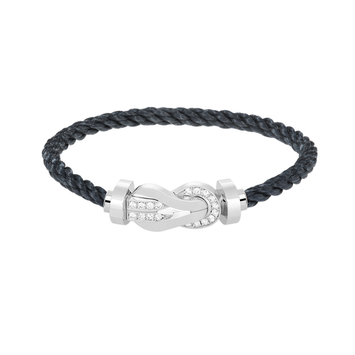 [LunaMar]LARGE 8-FIGURE BUCKLE HALF DIAMOND BRACELET - WHITE GOLD