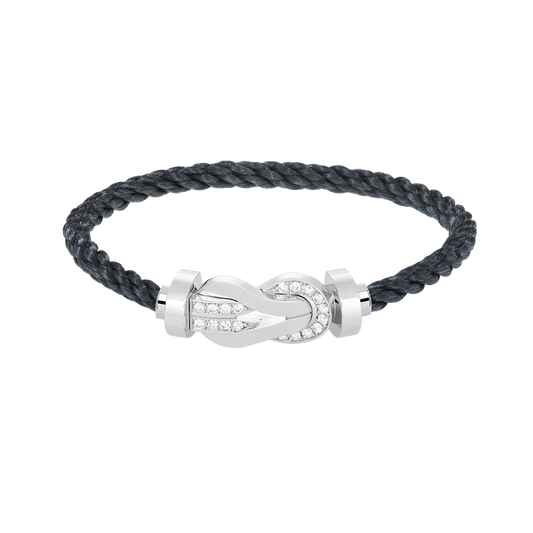 [LunaMar]LARGE 8-FIGURE BUCKLE HALF DIAMOND BRACELET - WHITE GOLD