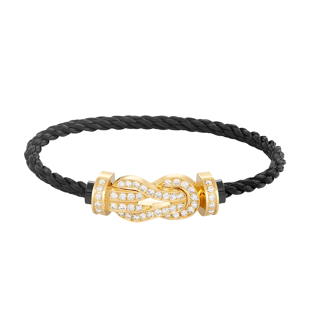 [LunaMar]LARGE 8-FIGURE BUCKLE FULL DIAMOND BRACELET - GOLD