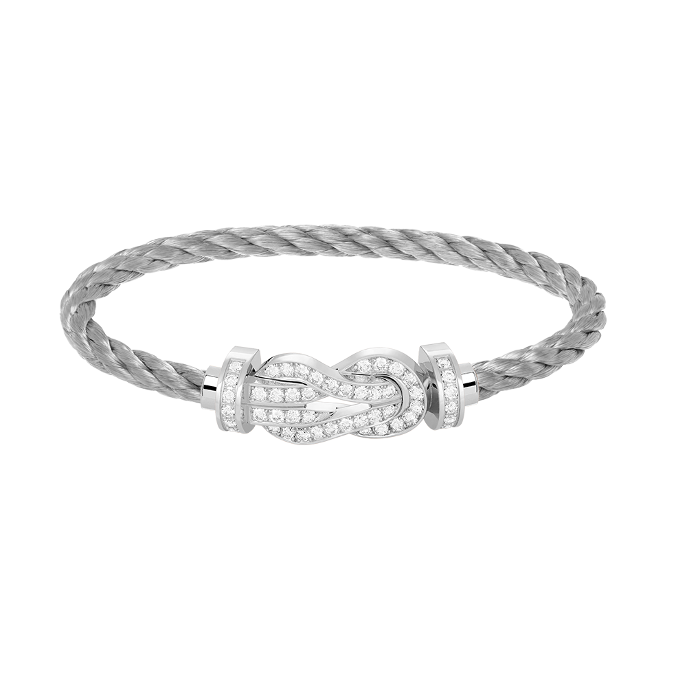 [LunaMar]LARGE 8-FIGURE BUCKLE FULL DIAMOND BRACELET -WHITE GOLD