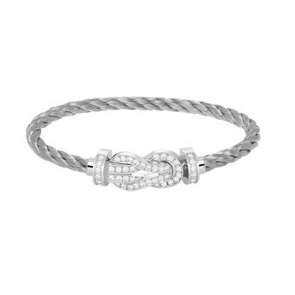 [LunaMar]LARGE 8-FIGURE BUCKLE FULL DIAMOND BRACELET -WHITE GOLD