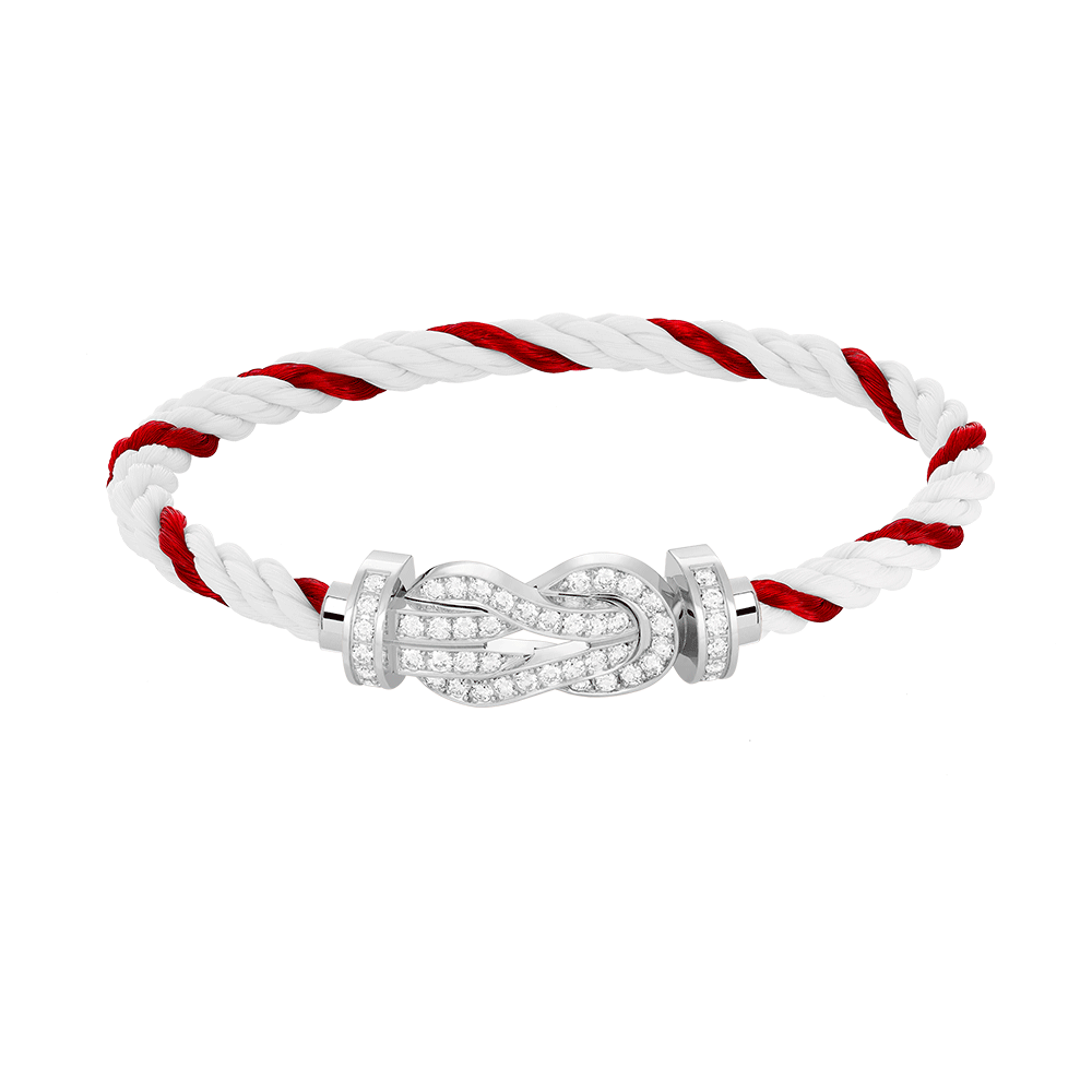 [LunaMar]LARGE 8-FIGURE BUCKLE FULL DIAMOND BRACELET -WHITE GOLD