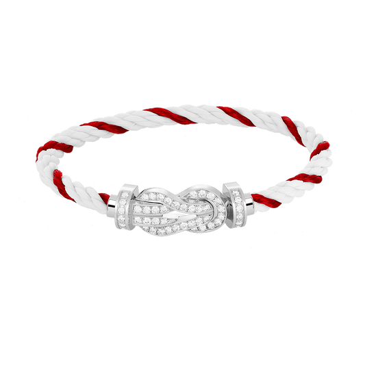 [LunaMar]LARGE 8-FIGURE BUCKLE FULL DIAMOND BRACELET -WHITE GOLD