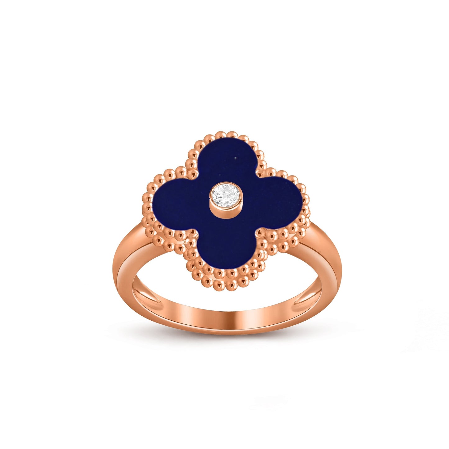 [LunaMar]LUCKY CLOVER DIAMOND-ACCENT ROSE GOLD RING COLLECTION