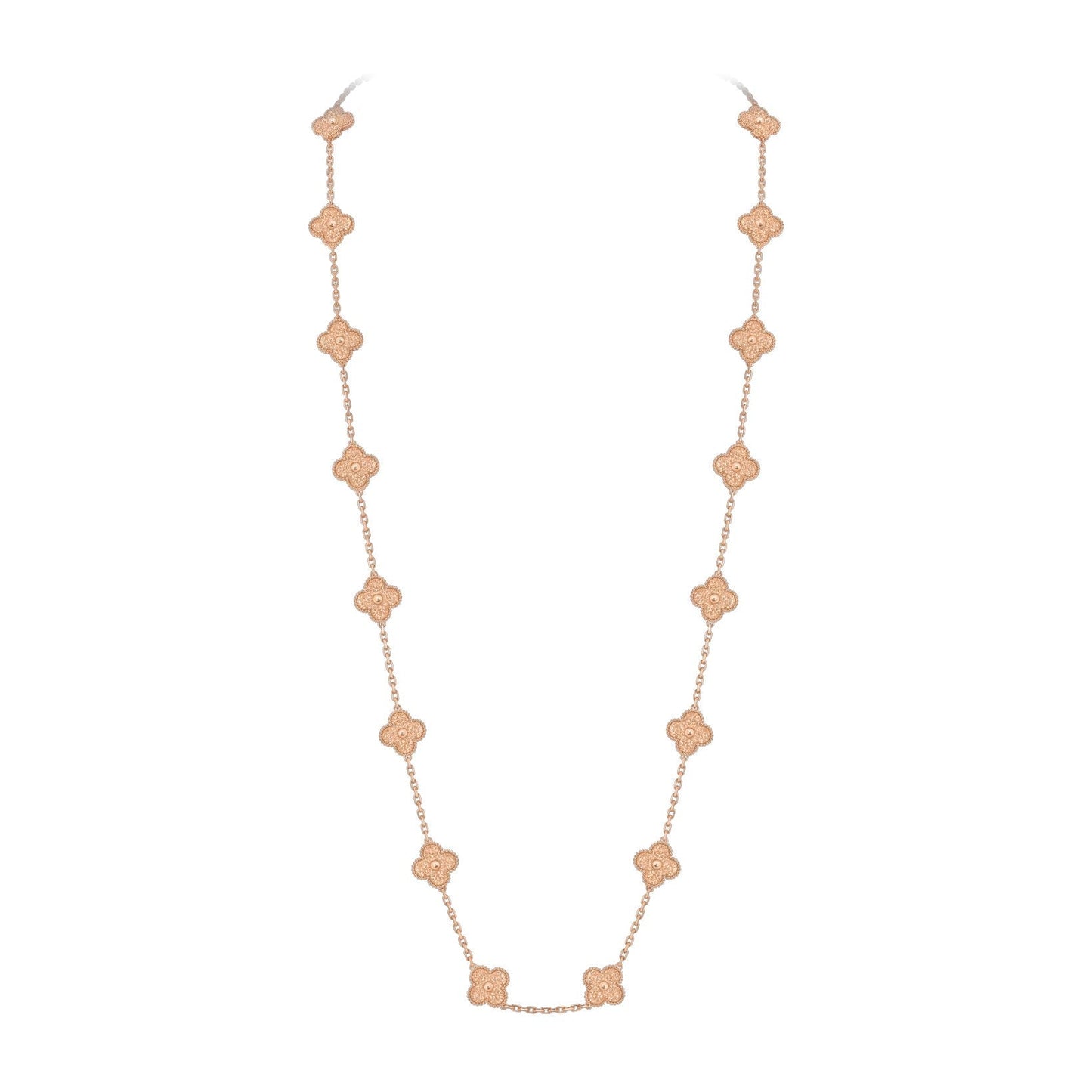 [LunaMar]CLASSIC 20-MOTIF LUCKY CLOVER LONG NECKLACE ROSE GOLD COLLECTION