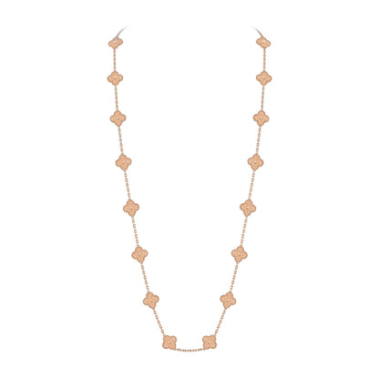 [LunaMar]CLASSIC 20-MOTIF LUCKY CLOVER LONG NECKLACE ROSE GOLD COLLECTION