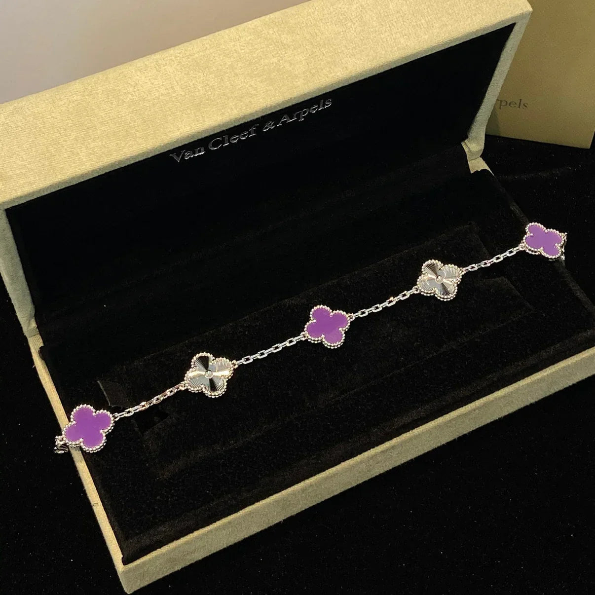 [LunaMar]LUCKY CLOVER 5-MOTIF BRACELET - VIOLET COLLECTION