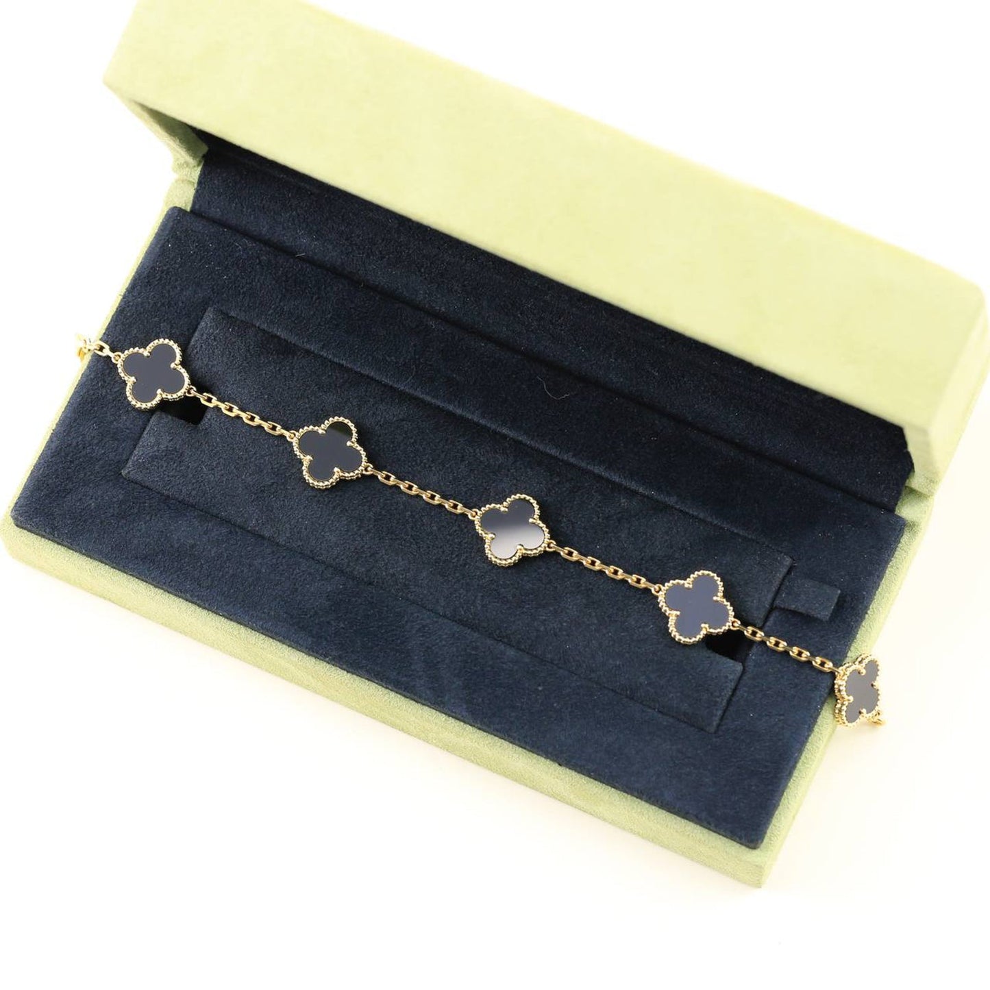 [LunaMar]LUCKY CLOVER 5-MOTIF BRACELET - BLACK OXNY COLLECTION