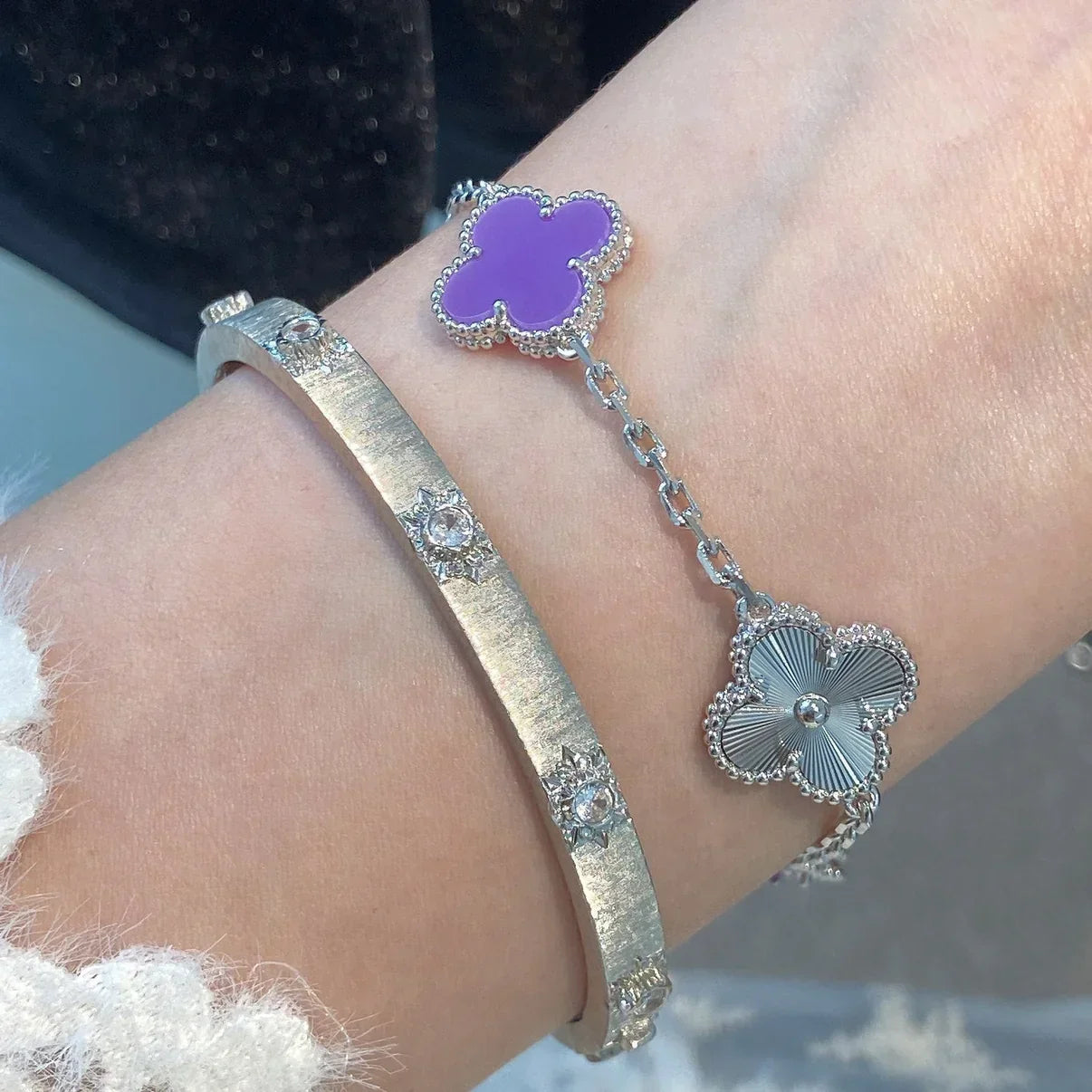 [LunaMar]LUCKY CLOVER 5-MOTIF BRACELET - VIOLET COLLECTION