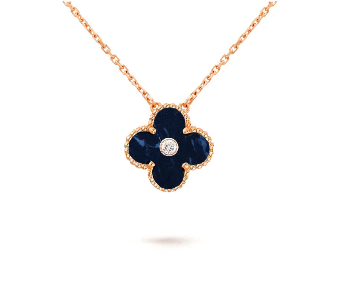 [LunaMar]15MM CLOVER FLOWER DIAMOND PENDANT NECKLACE COLLECTION