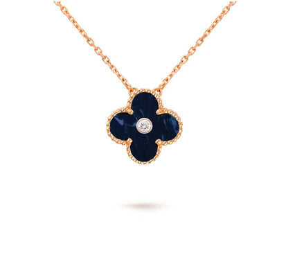 [LunaMar]15MM CLOVER FLOWER DIAMOND PENDANT NECKLACE COLLECTION