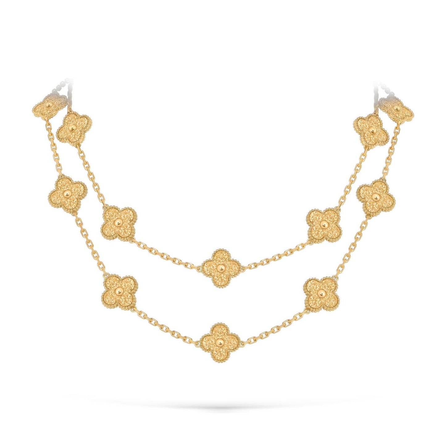 [LunaMar]CLASSIC 20-MOTIF LUCKY CLOVER LONG NECKLACE GOLD COLLECTION
