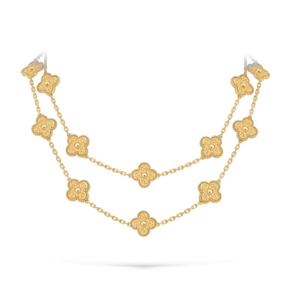 [LunaMar]CLASSIC 20-MOTIF LUCKY CLOVER LONG NECKLACE GOLD COLLECTION