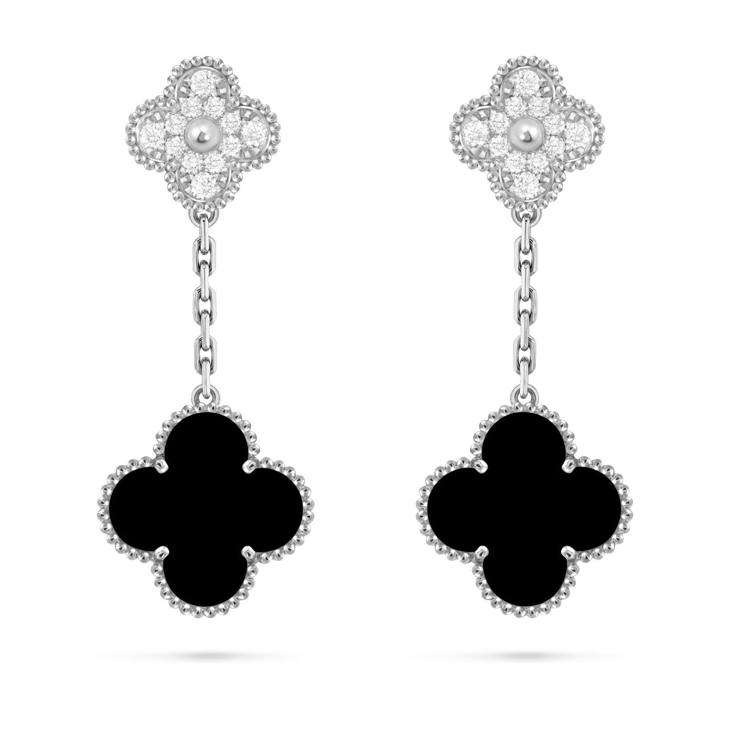 [LunaMar]CLOVER DUAL-MOTIF STATEMENT STUD EARRINGS - DOUBLE-CHARM COLLECTION