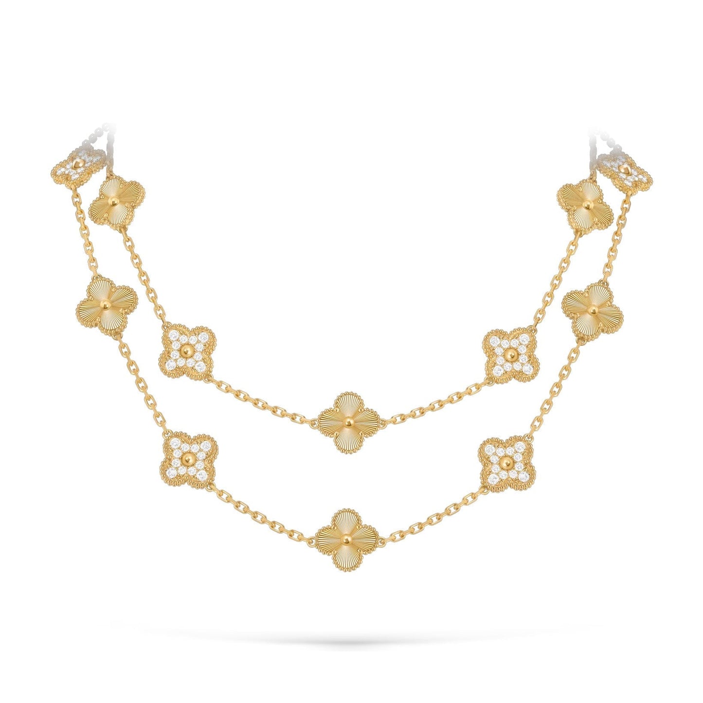 [LunaMar]CLASSIC 20-MOTIF LUCKY CLOVER LONG NECKLACE GOLD COLLECTION