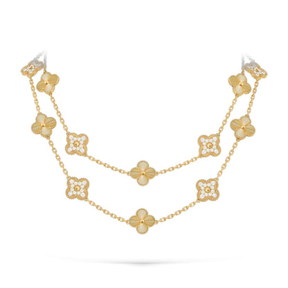 [LunaMar]CLASSIC 20-MOTIF LUCKY CLOVER LONG NECKLACE GOLD COLLECTION