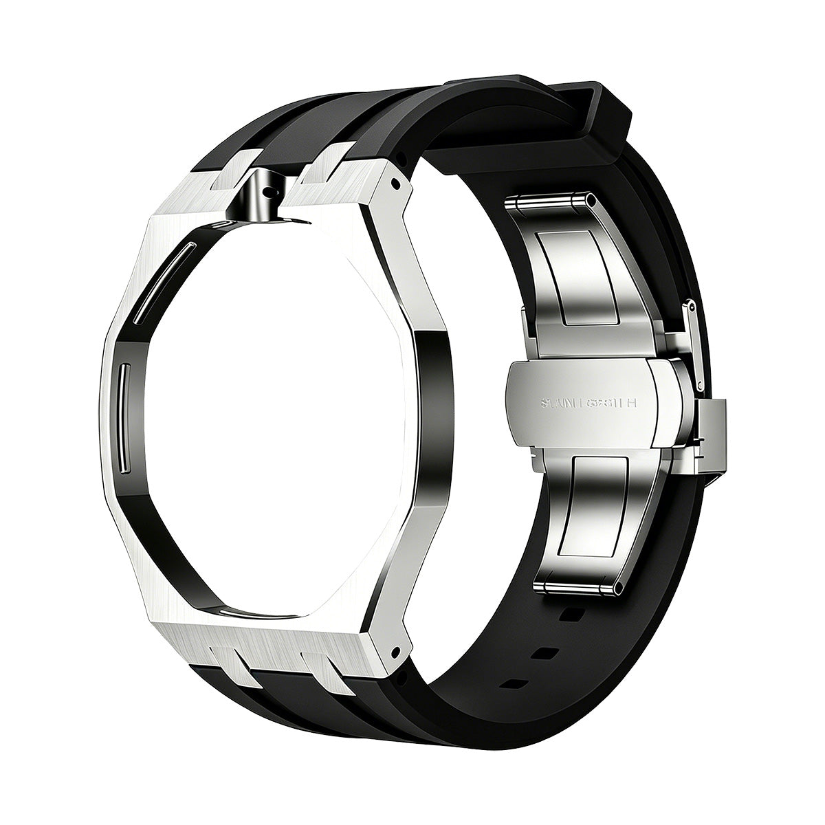 [LunaMar]OAK POP BLACK STEEL SILICONE STRAP