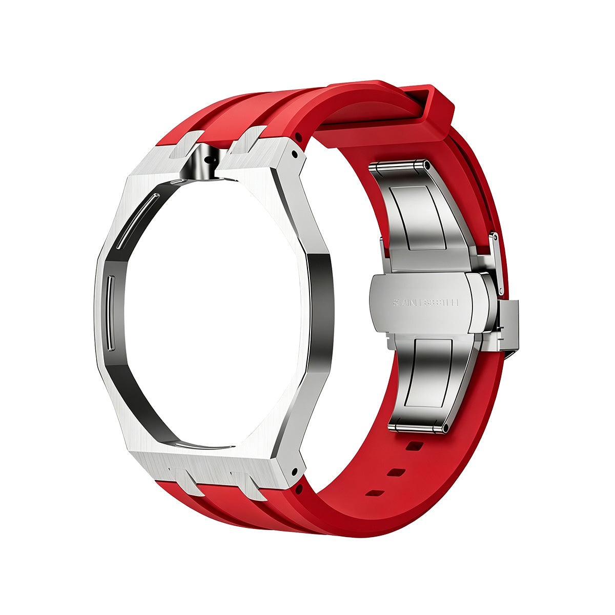 [LunaMar]OAK POP RED STEEL SILICONE STRAP