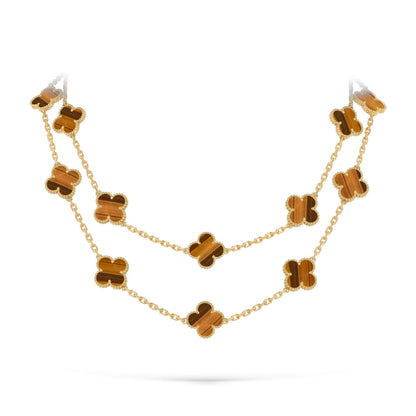 [LunaMar]CLASSIC 20-MOTIF LUCKY CLOVER LONG NECKLACE GOLD COLLECTION