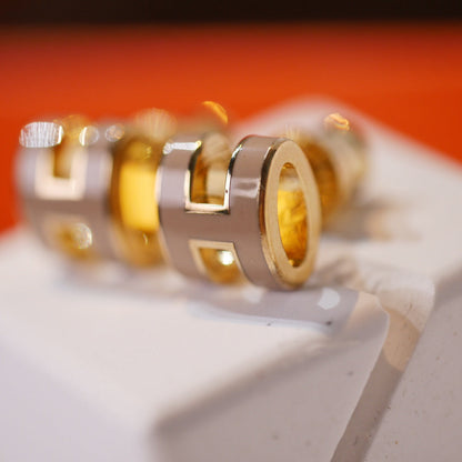 [LunaMar]MINI POP H GOLD EARRINGS GREY