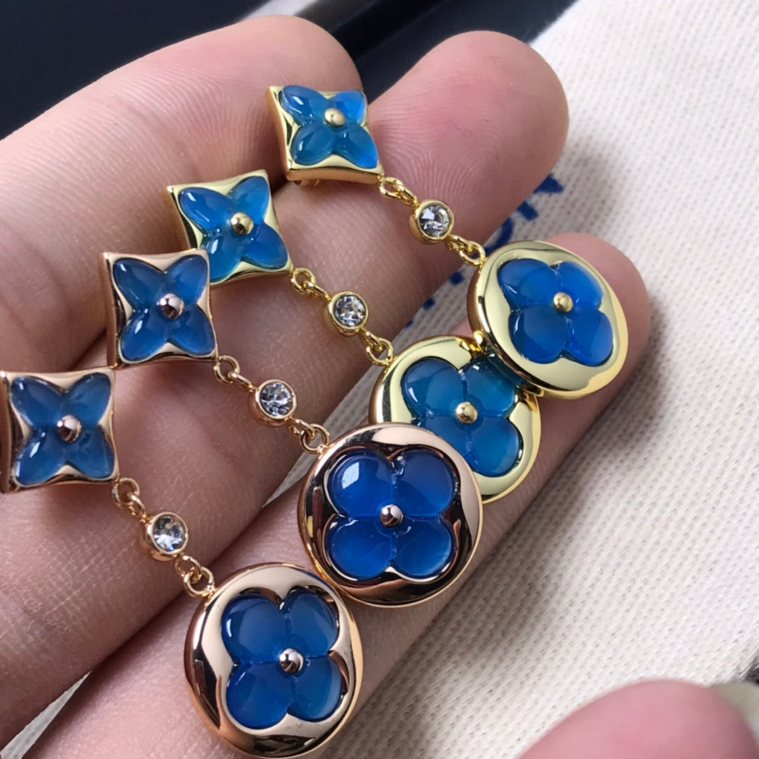 [LunaMar]STAR AND SUN AGATE DIAMOND EARRINGS