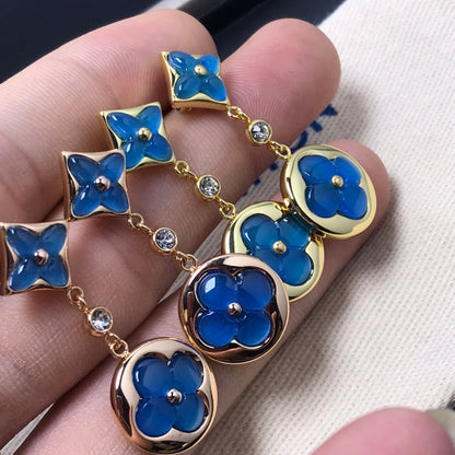 [LunaMar]STAR AND SUN AGATE DIAMOND EARRINGS